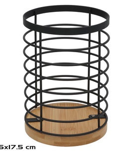 Galda piederumu statīvs, 12,5 x 12,5 x 17,5 cm, melns, DECORLIFE 8445393539157  Hover