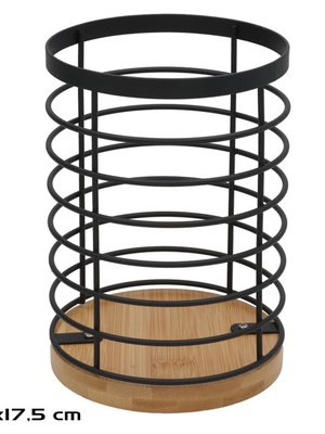 Galda piederumu statīvs, 12,5 x 12,5 x 17,5 cm, melns, DECORLIFE 8445393539157  Hover