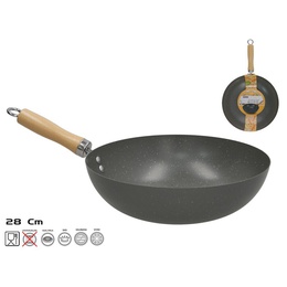 Vokpanna ar koka rokturi 28 cm, 8 x 45 x 28 cm, KITCHEN&GO 8445393543369
