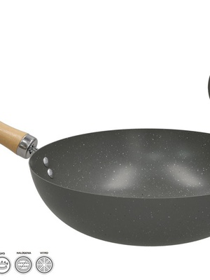 Vokpanna ar koka rokturi 28 cm, 8 x 45 x 28 cm, KITCHEN&GO 8445393543369  Hover