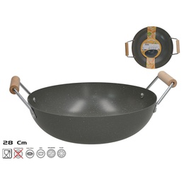 Vokpanna ar 2 koka rokturiem 28 cm, 8,5 x 35 x 28 cm, KITCHEN&GO 8445393543376