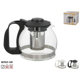 Stikla tējkanna ar metāla sietiņu 1,2 l, 18,5 x 13 x 13,5 cm, KITCHEN&GO 8445393554945
