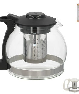 Stikla tējkanna ar metāla sietiņu 1,2 l, 18,5 x 13 x 13,5 cm, KITCHEN&GO 8445393554945  Hover
