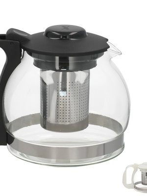 Stikla tējkanna ar metāla sietiņu 1,2 l, 18,5 x 13 x 13,5 cm, KITCHEN&GO 8445393554945  Hover