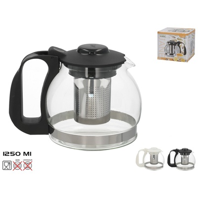Stikla tējkanna ar metāla sietiņu 1,2 l, 18,5 x 13 x 13,5 cm, KITCHEN&GO 8445393554945