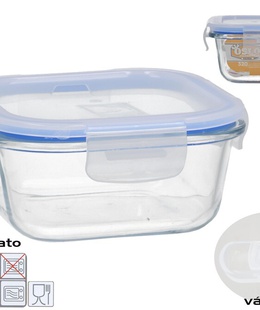 Borosilikāta pusdienu kārba ar vārstu 320 ml, kvadrātveida, 6 x 12 x 12 cm, KITCHEN&GO 8445393578743  Hover
