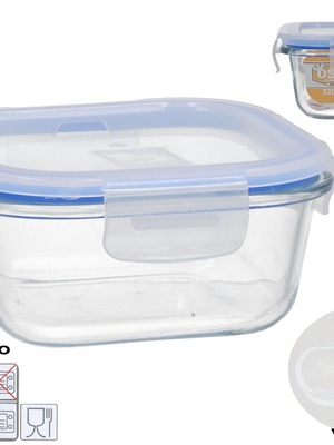 Borosilikāta pusdienu kārba ar vārstu 320 ml, kvadrātveida, 6 x 12 x 12 cm, KITCHEN&GO 8445393578743  Hover