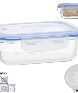 Borosilikāta pusdienu kārba ar vārstu 370 ml, taisnstūra, 5,5 x 15,5 x 11,5 cm, KITCHEN&GO 8445393578781  Hover