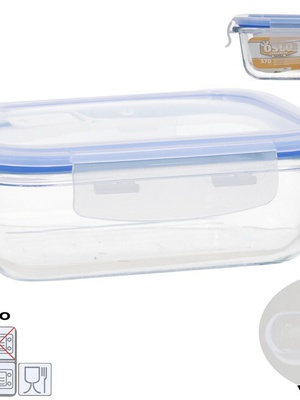 Borosilikāta pusdienu kārba ar vārstu 370 ml, taisnstūra, 5,5 x 15,5 x 11,5 cm, KITCHEN&GO 8445393578781  Hover