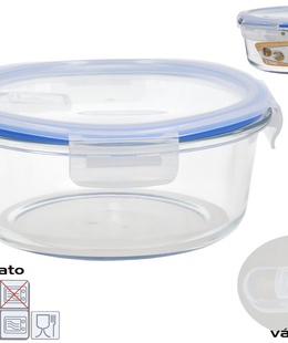 Borosilikāta pusdienu kārba ar vārstu 1300 ml, apaļa, 8,5 x 20,5 x 20,5 cm, KITCHEN&GO 8445393578859  Hover