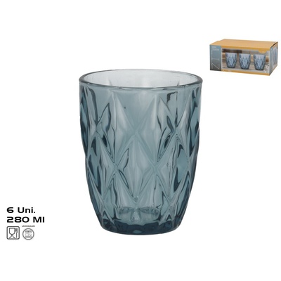 Stikla krūzes (6 gab.) 280 ml, zilas, 10 x 8 x 8 cm, KITCHEN&GO 8445393604725