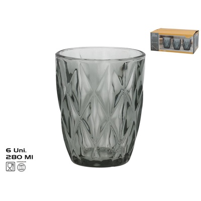 Stikla krūzes (6 gab.) 280 ml, pelēkas, 10 x 8 x 8 cm, KITCHEN&GO 8445393604732