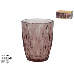 Stikla krūzes (6 gab.) 280 ml, rozā, 10 x 8 x 8 cm, KITCHEN&GO 8445393604749
