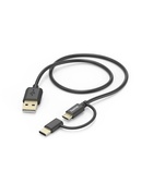  Hama 00178327 2-in-1 Micro-USB Cable with USB Type-C Adapter 1m Black