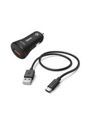  Hama 00183231 Car Charger, USB Type-C QC 3.0 3A,  Black