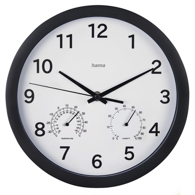  Hama 00186342 Pure Plus Wall Clock Black