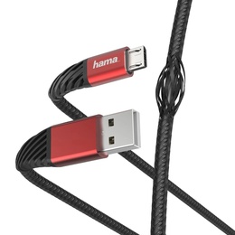  Hama 00187216 Extreme Charging/Data Cable, USB-A - Micro-USB 1.5m Black/Red