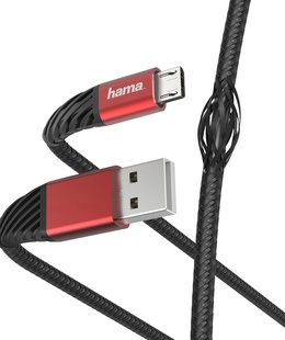  Hama 00187216 Extreme Charging/Data Cable, USB-A - Micro-USB 1.5m Black/Red  Hover