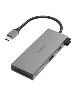  Hama 00200110 USB-C Hub, Multiport, 6 Ports, 2 x USB-A, USB-C, HDMI, SD, microSD  Hover