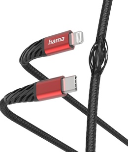  Hama 00201541 Extreme Charging Cable USB-C - Lightning 1.5m Nylon black/red  Hover