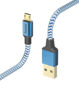  Hama 00201555 Reflective Charging Cable, USB-A - Micro-USB 1.5m Nylon blue  Hover