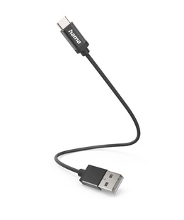  Hama 00201600 Charging Cable, USB-A - USB-C 0.2m Nylon black  Hover