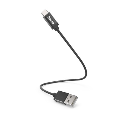  Hama 00201600 Charging Cable, USB-A - USB-C 0.2m Nylon black