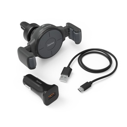  Hama 00201677 FC10 Flex-Set Car Mobile Phone Charger 10W Wireless, QI Charge, anthracite