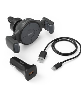  Hama 00201677 FC10 Flex-Set Car Mobile Phone Charger 10W Wireless, QI Charge, anthracite  Hover