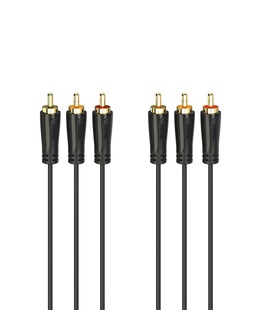  Hama 00205151 Audio/Video Cable, 3 RCA plugs - 3 RCA plugs, gold-plated 3m  Hover