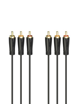  Hama 00205151 Audio/Video Cable, 3 RCA plugs - 3 RCA plugs, gold-plated 3m  Hover