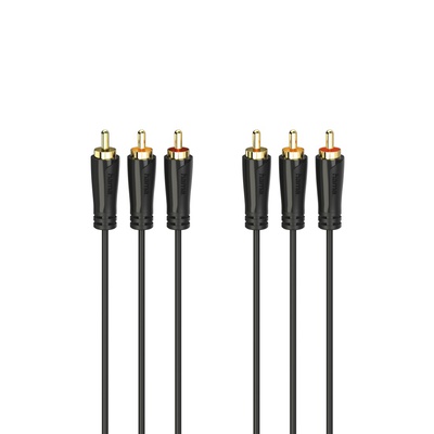  Hama 00205151 Audio/Video Cable, 3 RCA plugs - 3 RCA plugs, gold-plated 3m