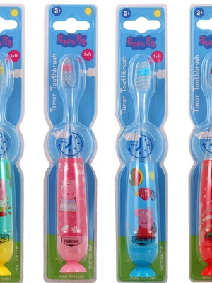 Birste Peppa Pig Flashing Toothbrush Set with Suction Cap Different Colors 4 pcs  Hover