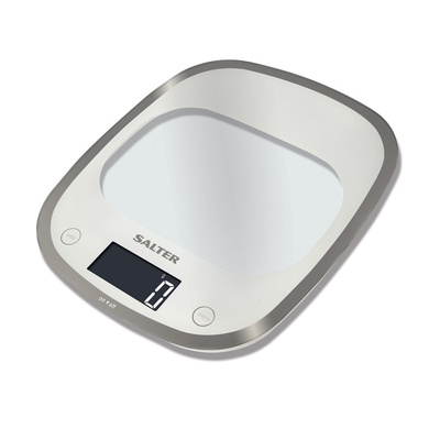 Svari Salter 1050 WHDR White Curve Glass Electronic Digital Kitchen Scales