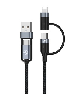  Tellur 4in1 Cable USB/Type-C to Type-C (PD65W)/Lightning (PD20W) 1m Black  Hover