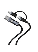  Tellur 4in1 Cable USB/Type-C to Type-C (PD65W)/Lightning (PD20W) 1m Black Hover