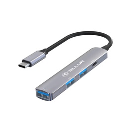  Tellur 4in1 USB-C 3.1 Hub Aluminum, Grey