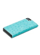  Tellur Book case Ostrich Genuine Leather for iPhone 7 turquoise Hover