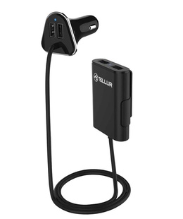  Tellur Car Charger with extension, 4*USB, 9.6A, 1.8m black  Hover