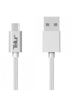  Tellur Data cable, USB to Micro USB, Nylon Braided, 1m silver  Hover