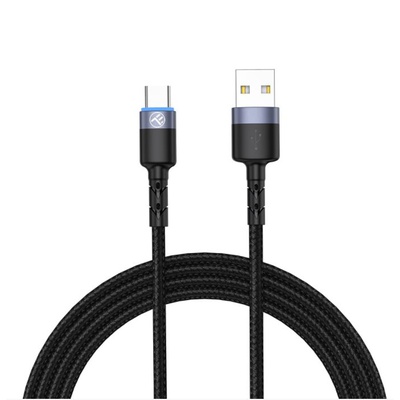  Tellur Data Cable USB to Type-C LED Light Nylon 2m Black