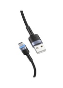  Tellur Data Cable USB to Type-C LED Light Nylon 2m Black Hover