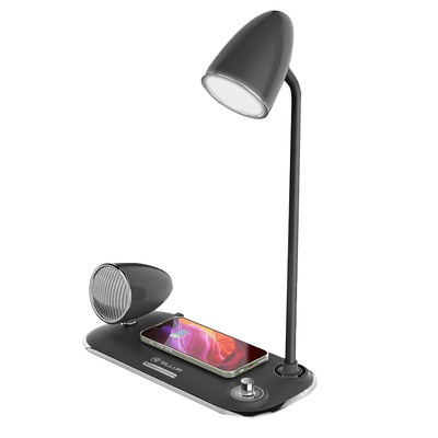  Tellur Nostalgia Wireless Desk Charger, Bluetooth Speaker, Desk Lamp black