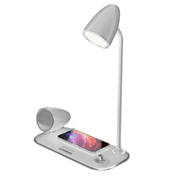  Tellur Nostalgia Wireless Desk Charger, Bluetooth Speaker, Desk Lamp white