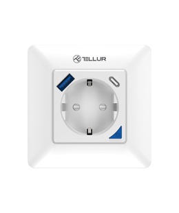  Tellur Smart WiFi Wall Plug 3600W 16A, PD20W, USB 18W, energy reading, white  Hover