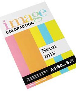  Krāsains papirs IMAGE C. NEON Mix A4/80g/m2 5 krāsas x10lap.  Hover