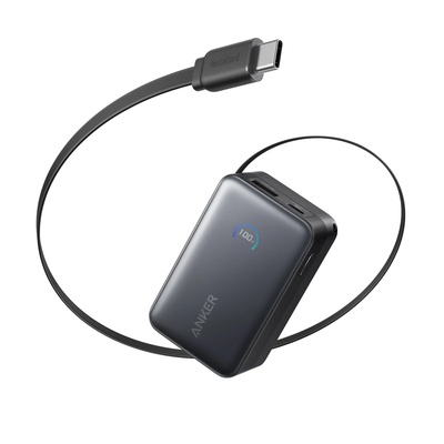 Anker Nano Power Bank 45W with Built-In Retractable USB-C Cable | A1638H11 | 10000 mAh | Black