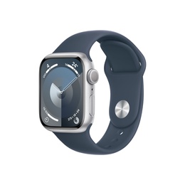 Viedpulksteni Apple Watch Series 9 GPS 41mm Silver Aluminium Case with Storm Blue Sport Band - M/L Apple
