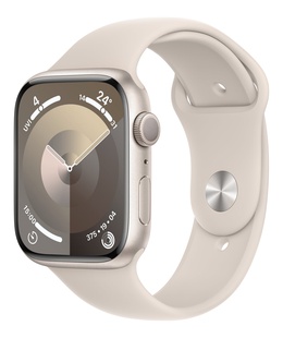 Viedpulksteni Apple Watch Series 9 GPS 45mm Starlight Aluminium Case with Starlight Sport Band - S/M  Hover