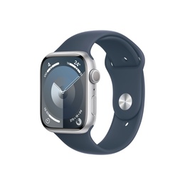 Viedpulksteni Apple Watch Series 9 GPS 45mm Silver Aluminium Case with Storm Blue Sport Band - S/M